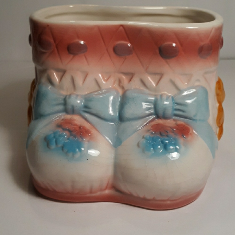 Baby booties ceramic planter-Great Baby Gift!